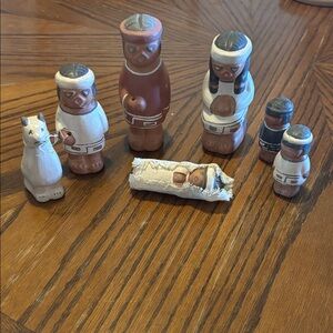 Handcrafted Nativity Set - Brown and Cream